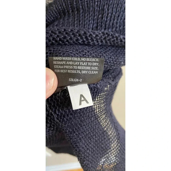 Eileen Fisher Semi-sheer Navy Striped 100% Linen Tank Lightweight Sweater Feel X - Picture 10 of 12